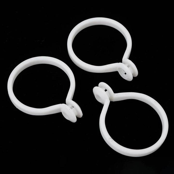 50 PC / White Plastic Drapery Curtain Split Ring