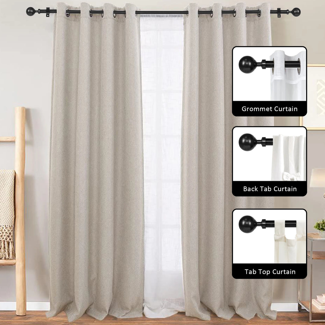Kore 5/8 Inch Adjustable Heavy Duty Curtain Single Rod Set