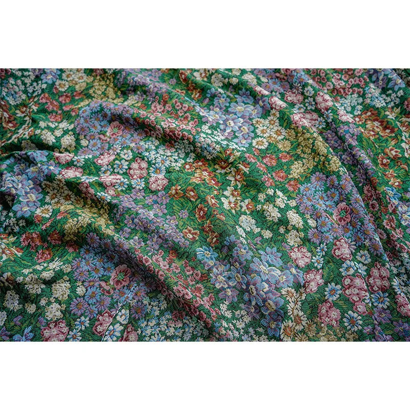 Demure Garden Flowers Woven Chenille Fabric