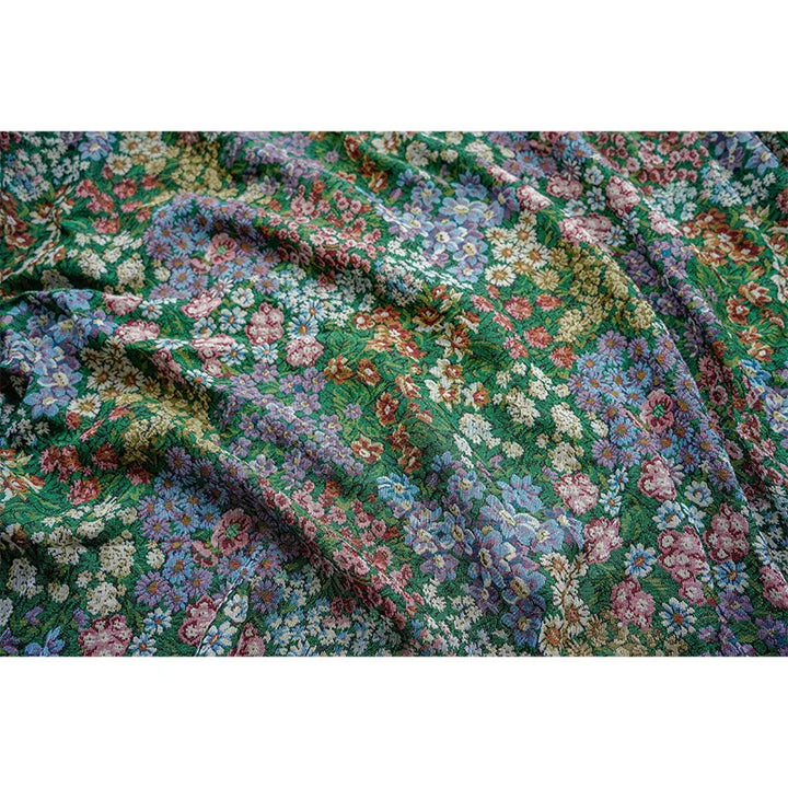 Demure Garden Flowers Woven Chenille Fabric