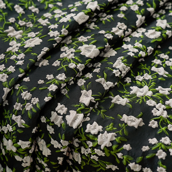 Kajana Black Small Floral Woven Jacquard Fabric