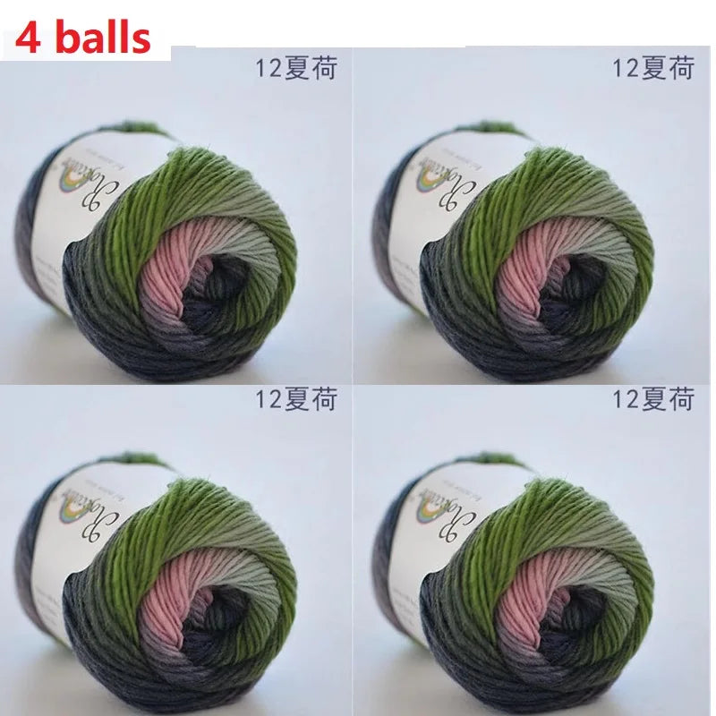 100% Wool Yarn Rainbow Color for Hand Knitting Crochet
