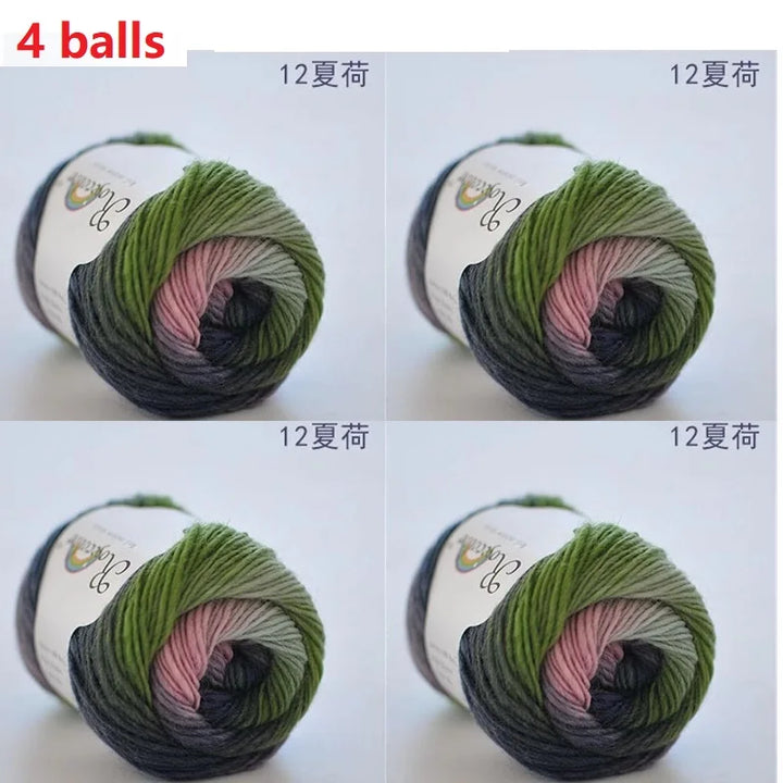 100% Wool Yarn Rainbow Color for Hand Knitting Crochet