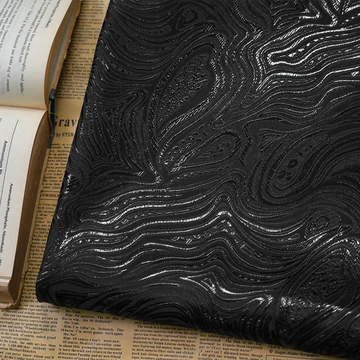 Hugo Black Swirls Soft Sheen Jacquard Fabric