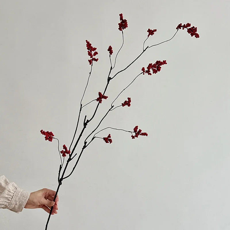 Musa 36 Inch Artificial Red Berry Fruit Branch