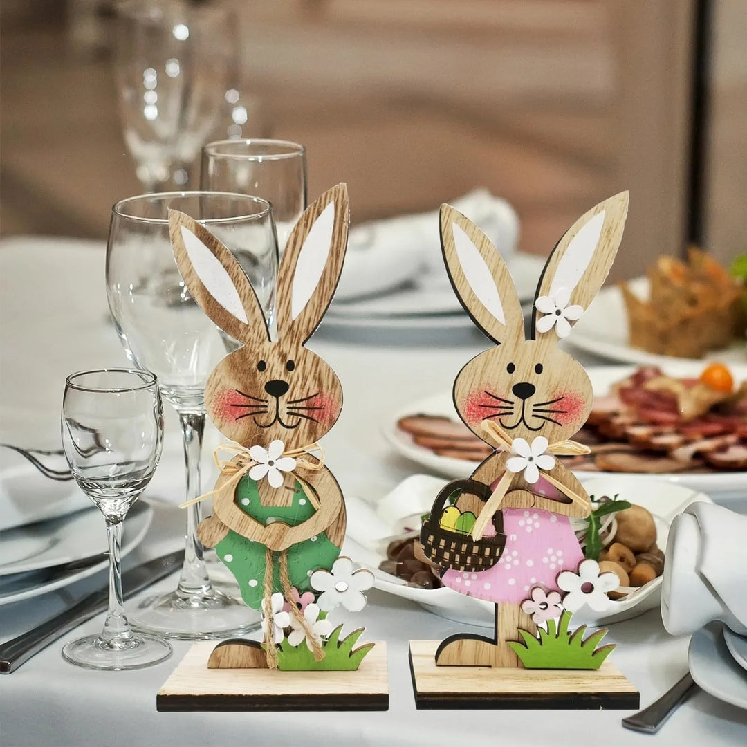 Wooden Easter Standing Rabbit Home Decor