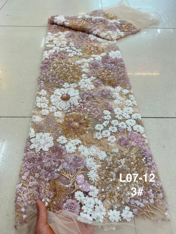 5 YARDS / 10 COLORS / Aurette Floral Beaded Embroidery Bridal Mesh Lace Fabric