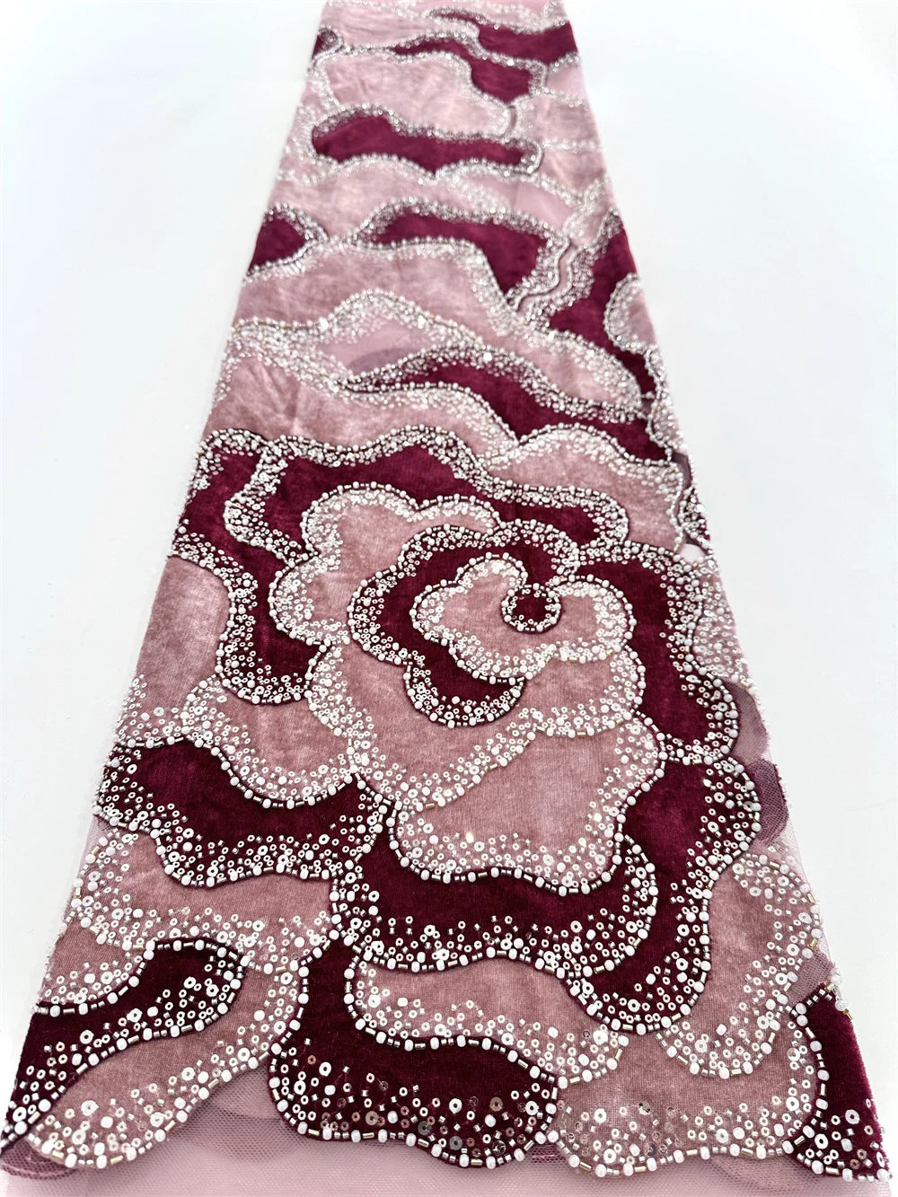 5 YARDS / 6 COLORS / Althéa Beaded Embroidery Bridal Mesh Lace Fabric