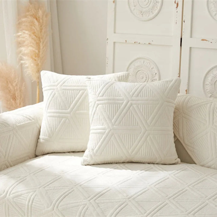 5 COLORS / 17 SIZES /  Modern Geometric Design Plush Velvet Sofa Cover Couch Cover Protector Slipcover