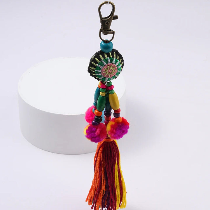 Norelle Flower Wooden Beads With Pompom Tassel