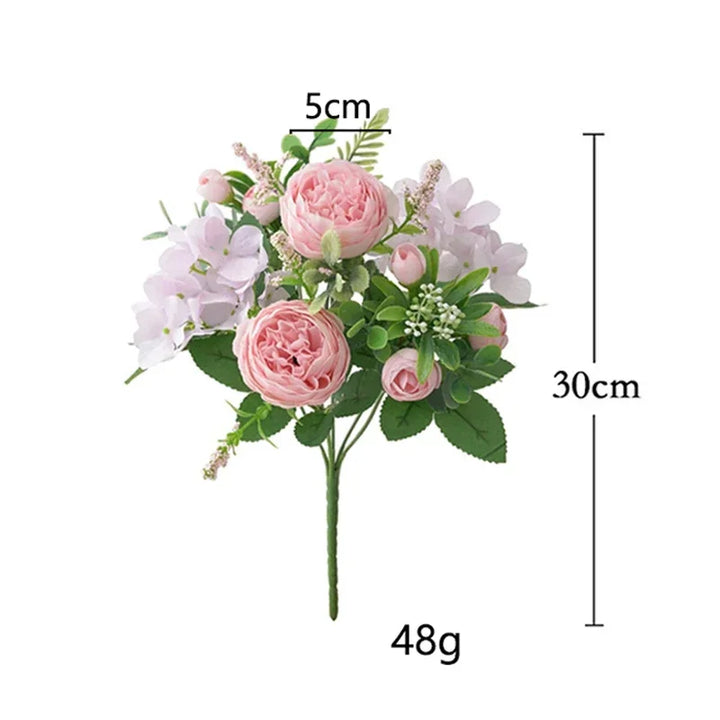 Faux Hydrangea Peony Flower Bundle