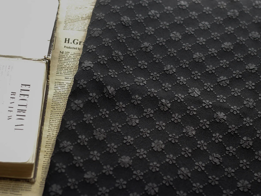 Benin Geometric Small Flower Embossed Bubble Jacquard Fabric