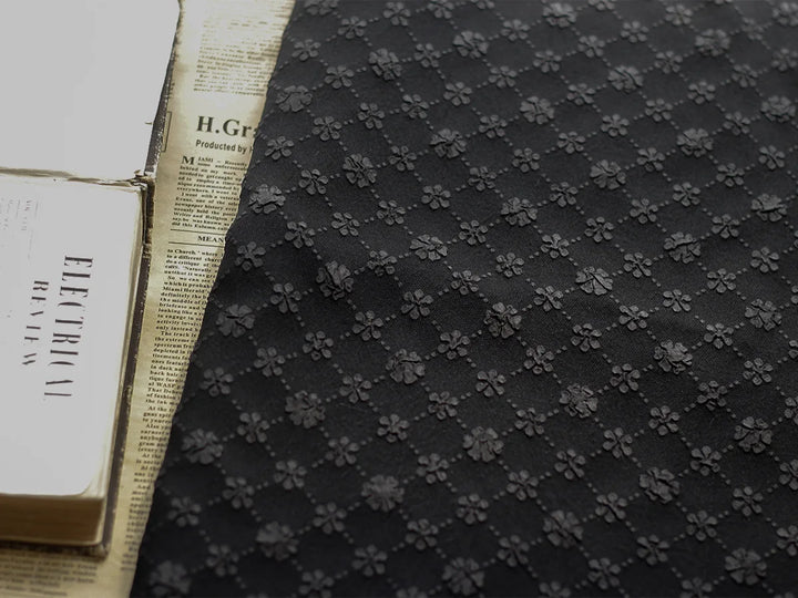 Benin Geometric Small Flower Embossed Bubble Jacquard Fabric