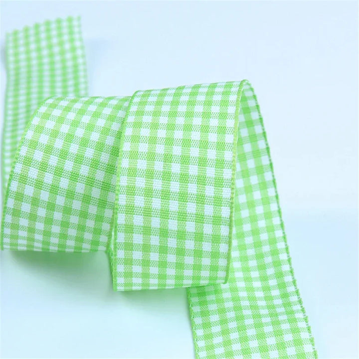 5 Yards / Lattice Plaid Gift Wrapping Polyester Ribbon