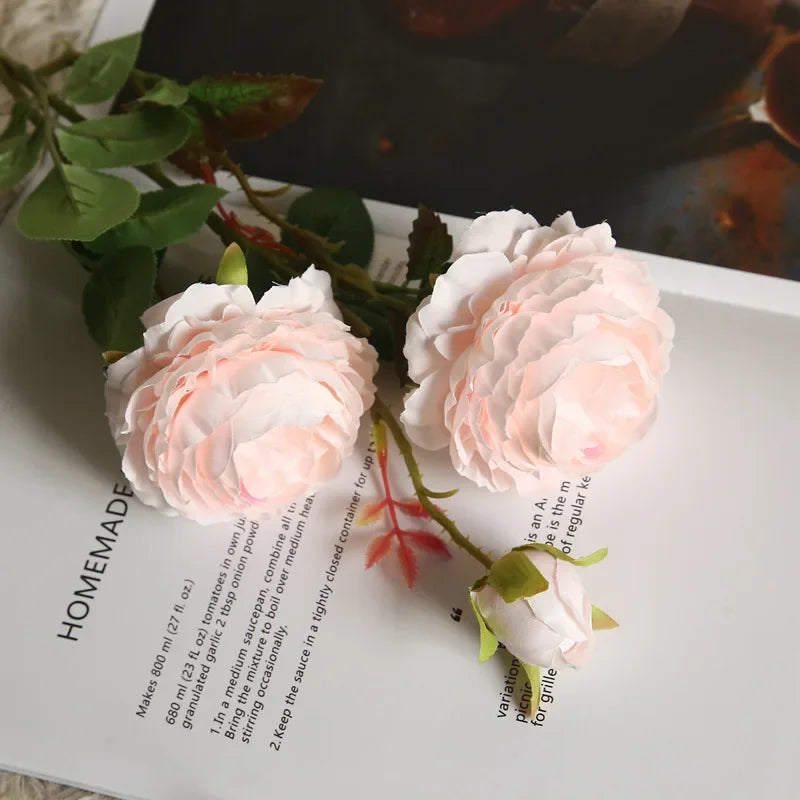 Davia 3 Head Faux Peony Flower