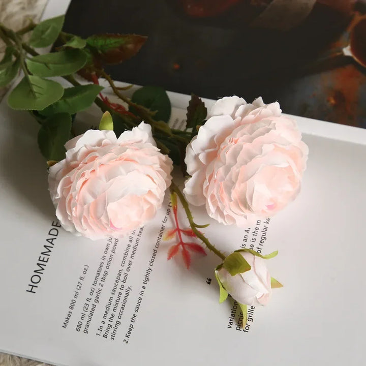 Davia 3 Head Faux Peony Flower