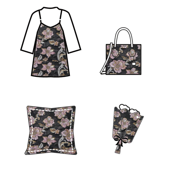 Loopi Retro Embossed Large Flower Yarn Dyed Jacquard Fabric