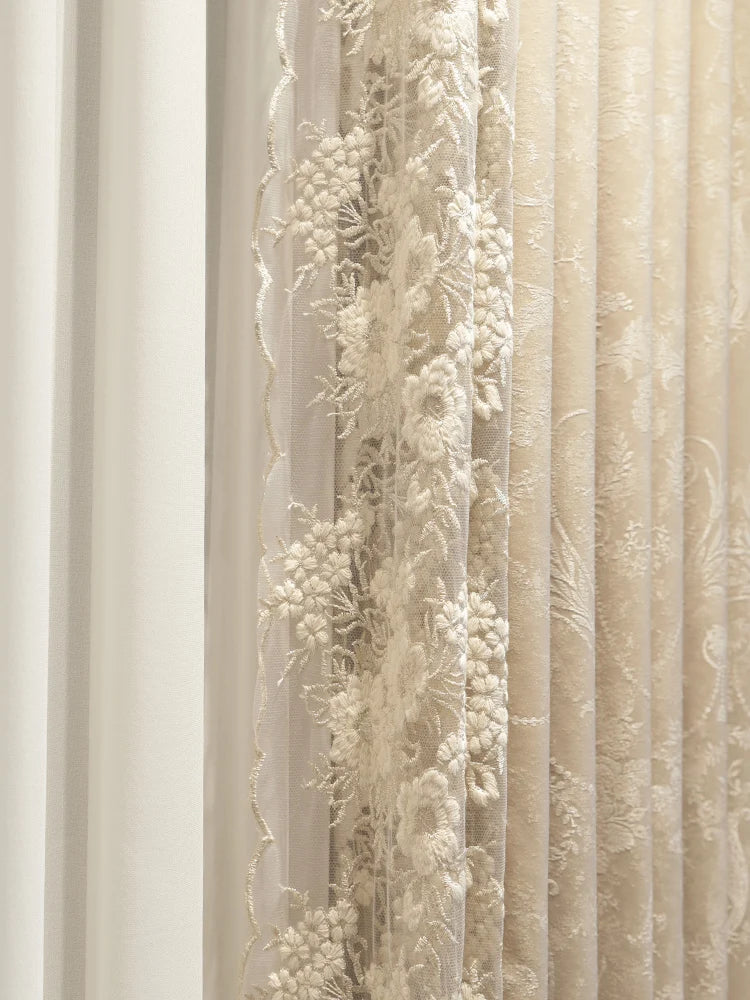 Solasti Cream Floral Jaquard Custom Made Curtain Drapery