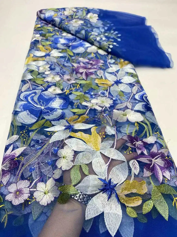 5 Yards / 14 Colors / Ivoryne Multicolor Flowers Tulle Lace Fabric