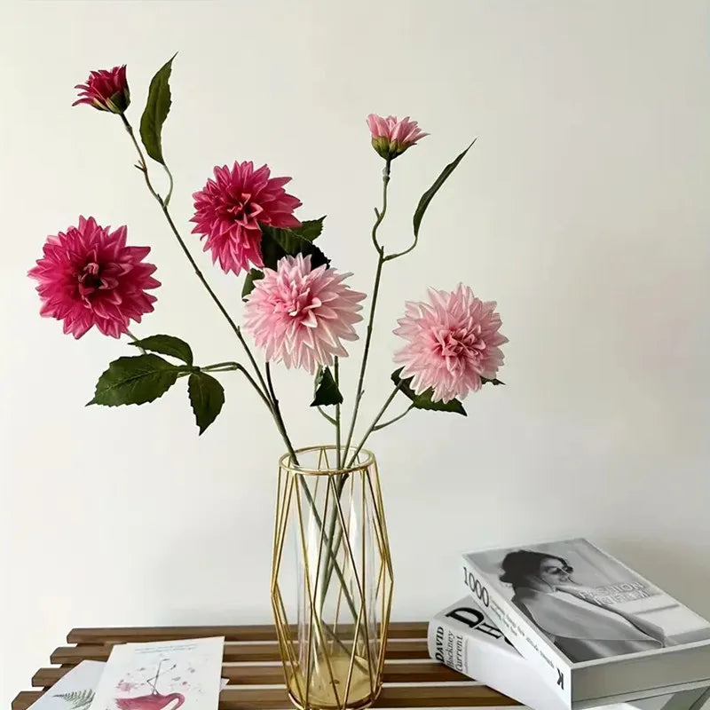 Fake Dahlia Flower with 3 Blooms
