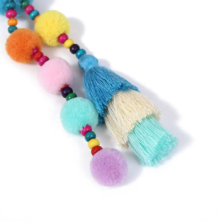 Veloura Boho Pom Pom Gradient Colors Tassels