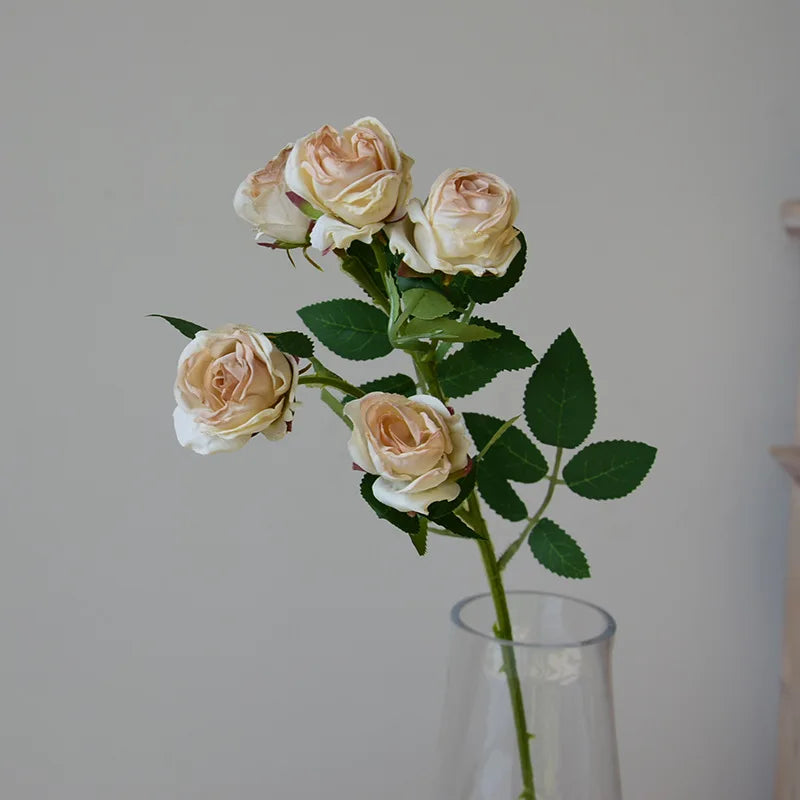 Serein 17 inch 5 Head Vintage Faux Rose Flower