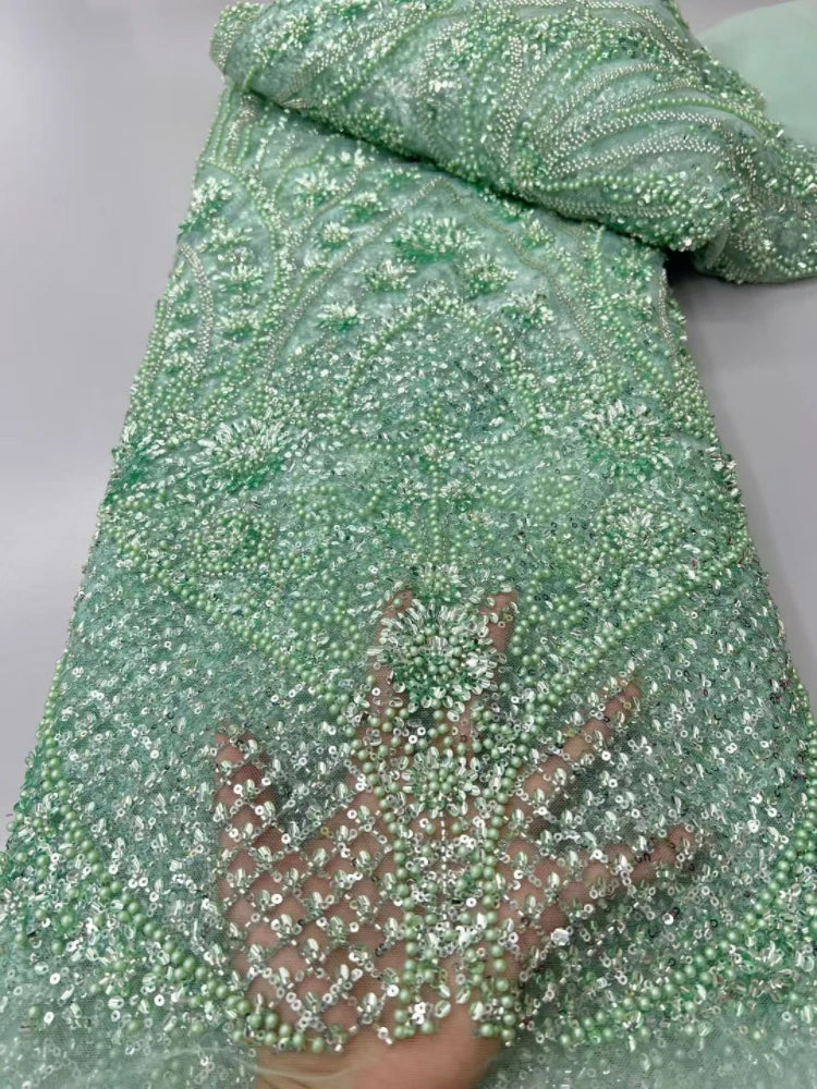 5 YARDS / 8 COLORS / Noéline Beaded Embroidery Bridal Mesh Lace Fabric