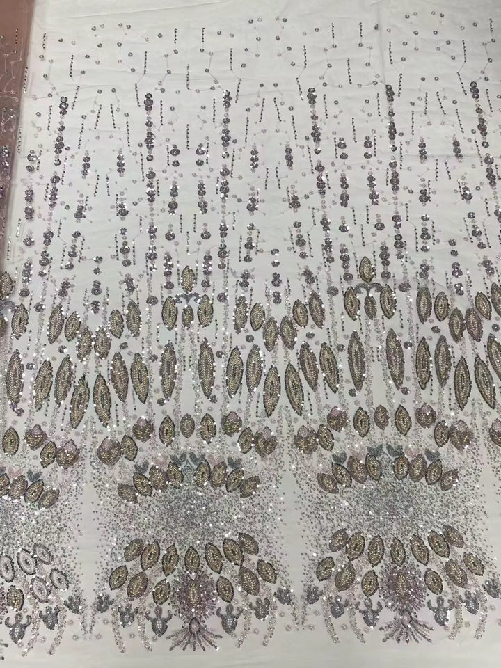 5 YARDS / 16 COLORS / Tomekate Floral Sequin Beaded Embroidery Tulle Mesh Lace Dress Fabric