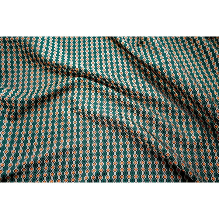 Rayan Retro Orange Green Midcentury Jacquard Fabric