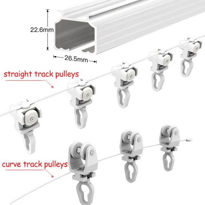 Crest S Fold Ripplefold Wave Curtain Track Set with Heading Tape