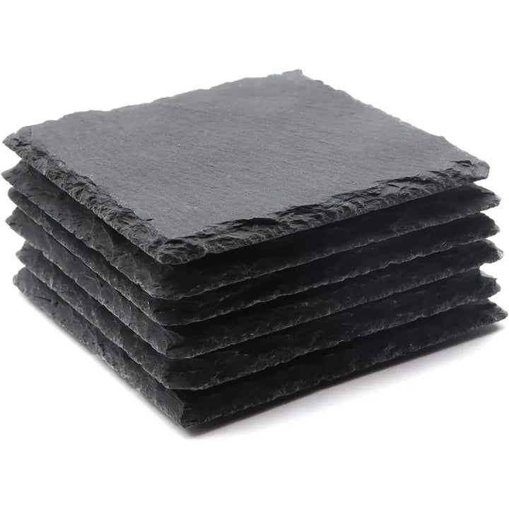 4 Inch Black Slate Stone Coasters