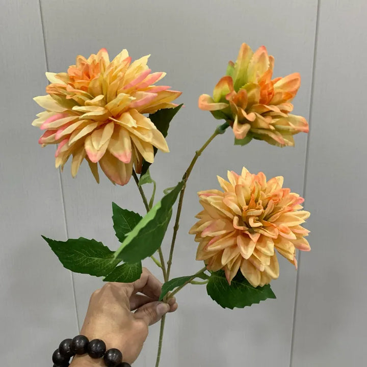 Fake Dahlia Flower with 3 Blooms