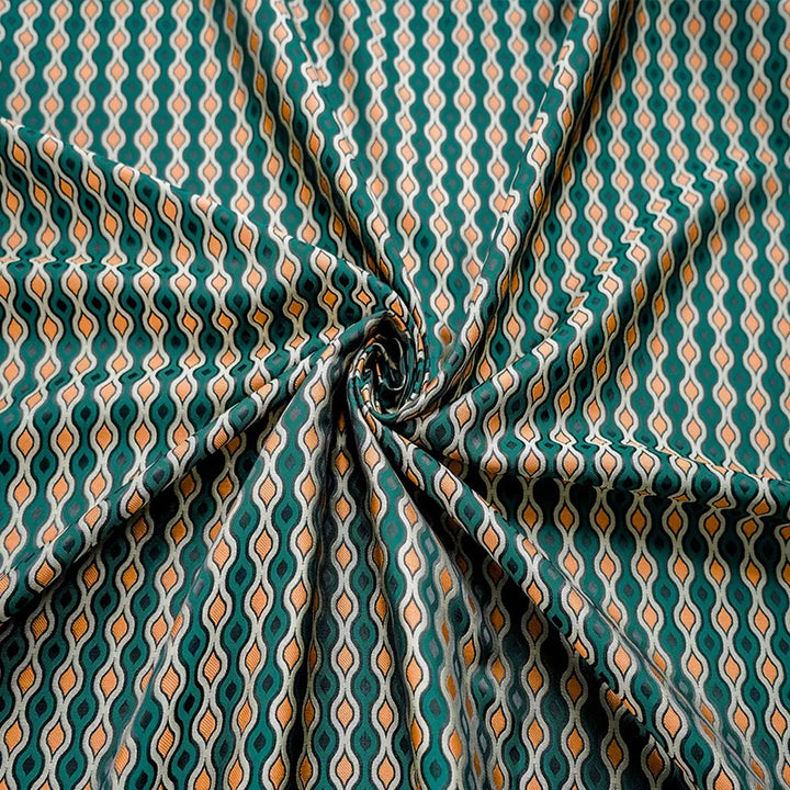 Rayan Retro Orange Green Midcentury Jacquard Fabric