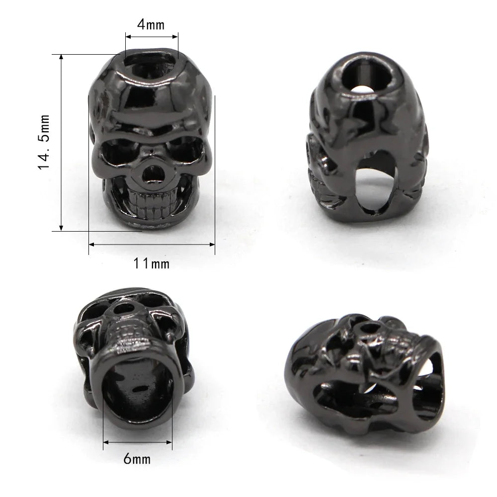 Skull Drawstring Metal Alloy Cord End Cap - 5 PC