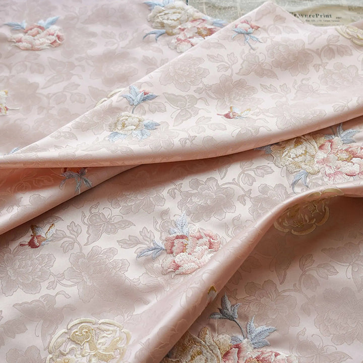 Wilert Pink Brocade Jacquard Flower Fabric