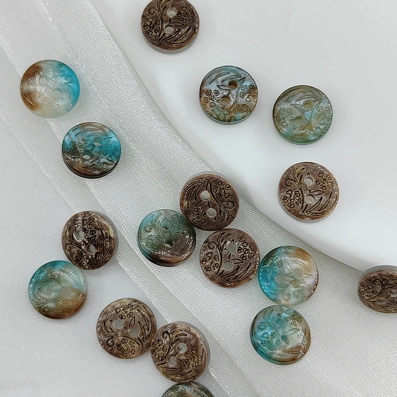 Vintage Flower Small Resin Sewing Button - 20 PC