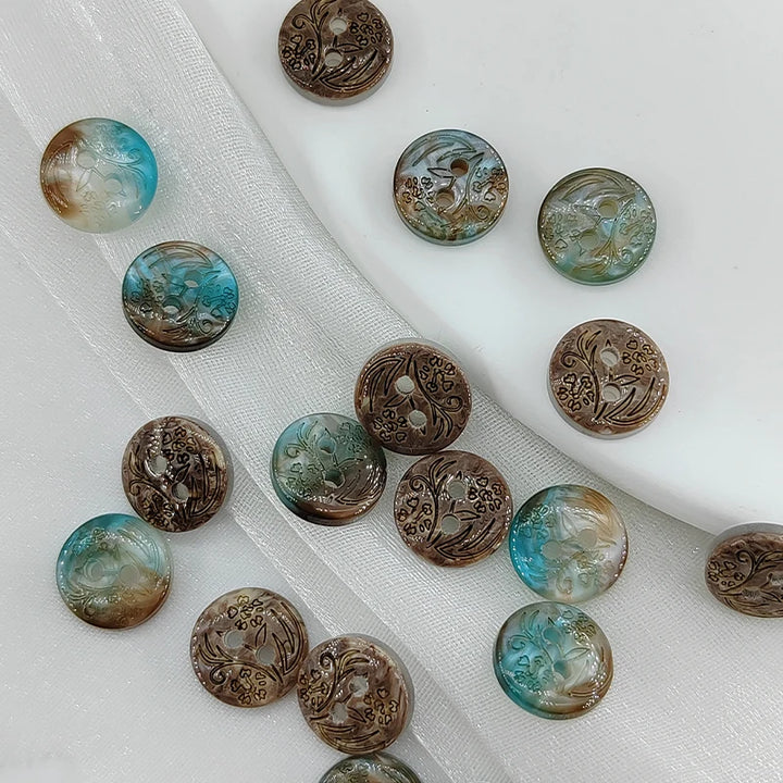 Vintage Flower Small Resin Sewing Button - 20 PC