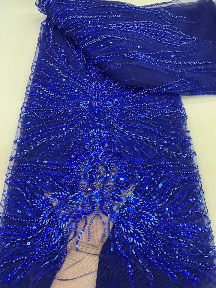 5 YARDS / 7 COLORS / EPIKTETOS Sequin Beaded Embroidery Glitter Mesh Dress Lace Fabric