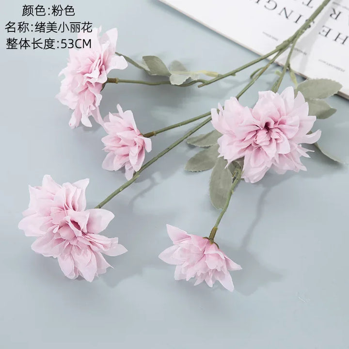 Glimmer 5 Head Artificial Flower Dahlia Flower