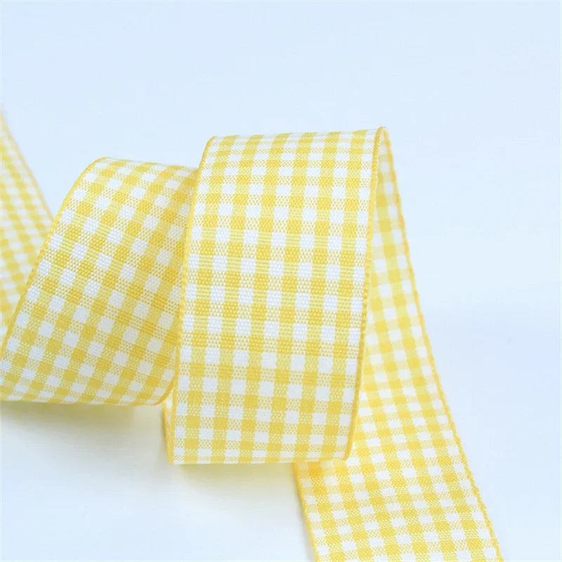 5 Yards / Lattice Plaid Gift Wrapping Polyester Ribbon