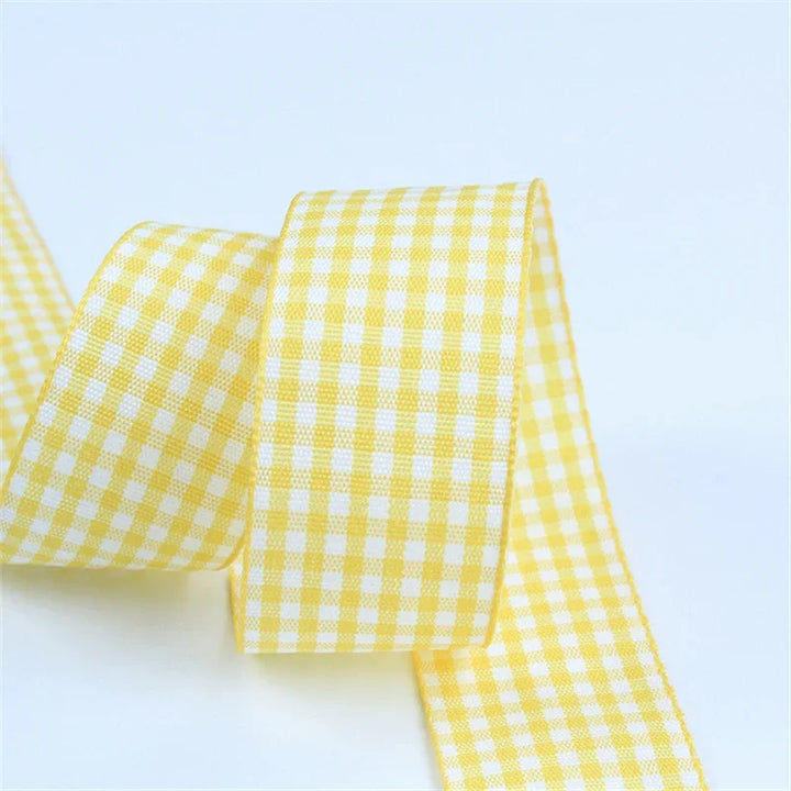 5 Yards / Lattice Plaid Gift Wrapping Polyester Ribbon