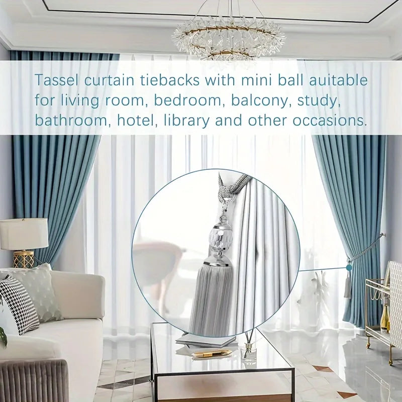 2 PC Savora Ball Tassel Curtain Tiebacks