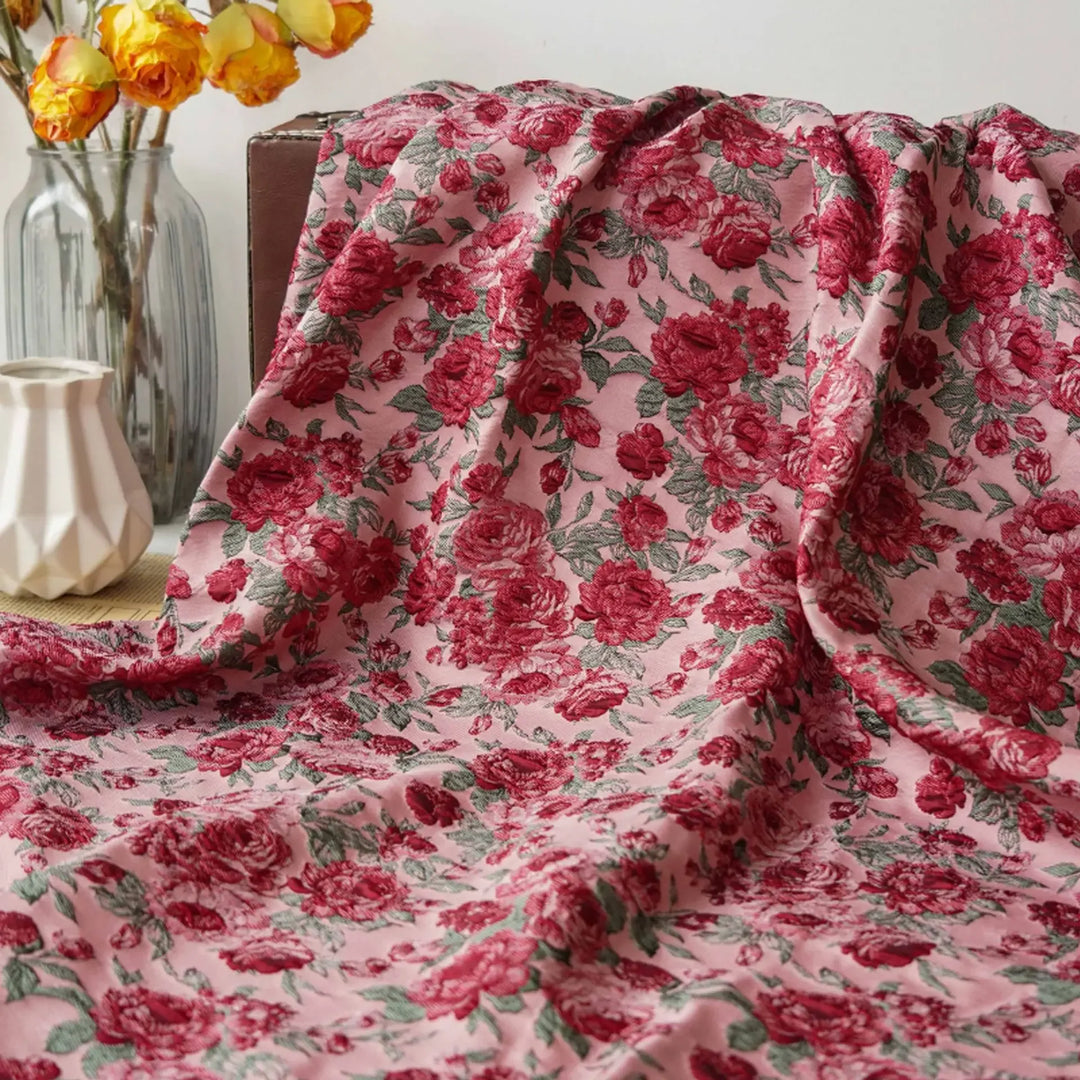 Cyriel Red Rose Yarn Dyed 3D Jacquard Fabric