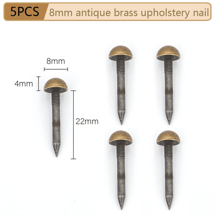 Round Dome Solid Brass Upholstery Nails