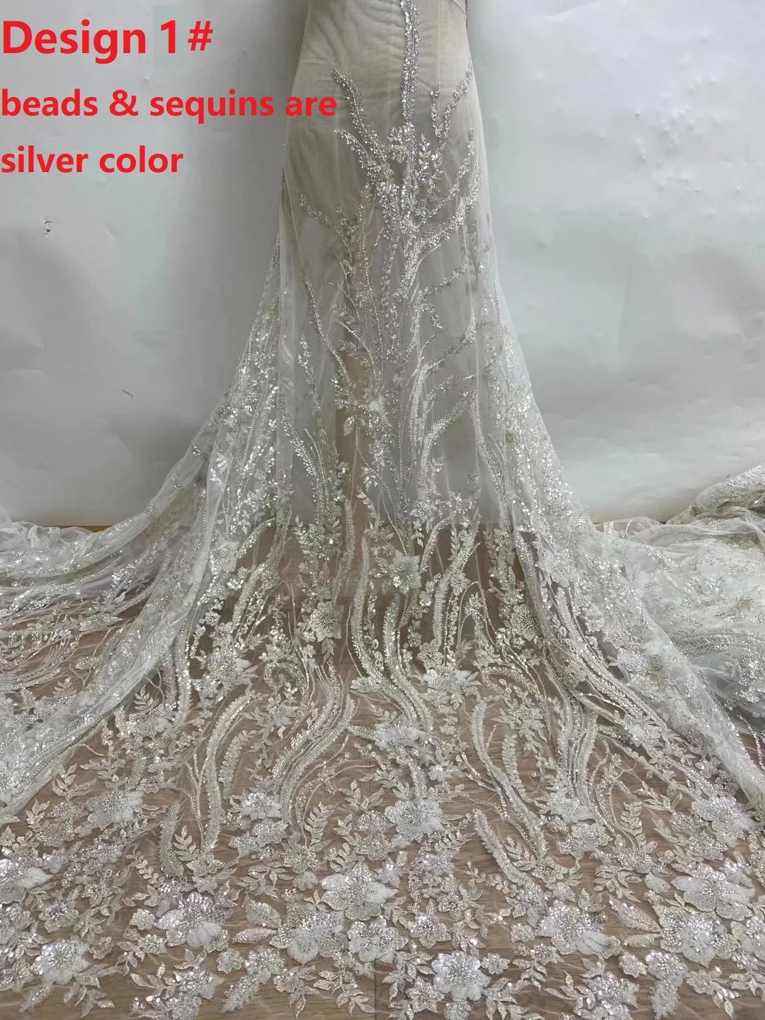 5 YARDS / 2 COLORS / Malianthe Floral Sequin Beaded Embroidery Tulle M Classic Modern Fabrics 5 YARDS / 2 COLORS / Malianthe Floral Sequin Beaded Embroidery Tulle M Classic Modern Fabrics