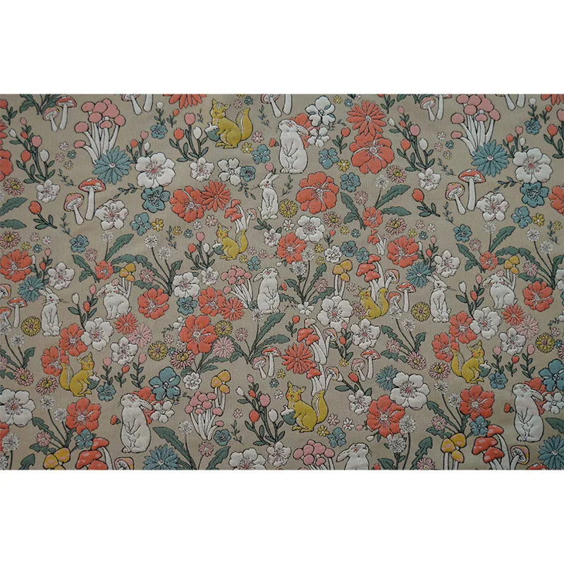 Rabbit and Mushroom Cartoon Yarn Dyed Jacquard Fabric