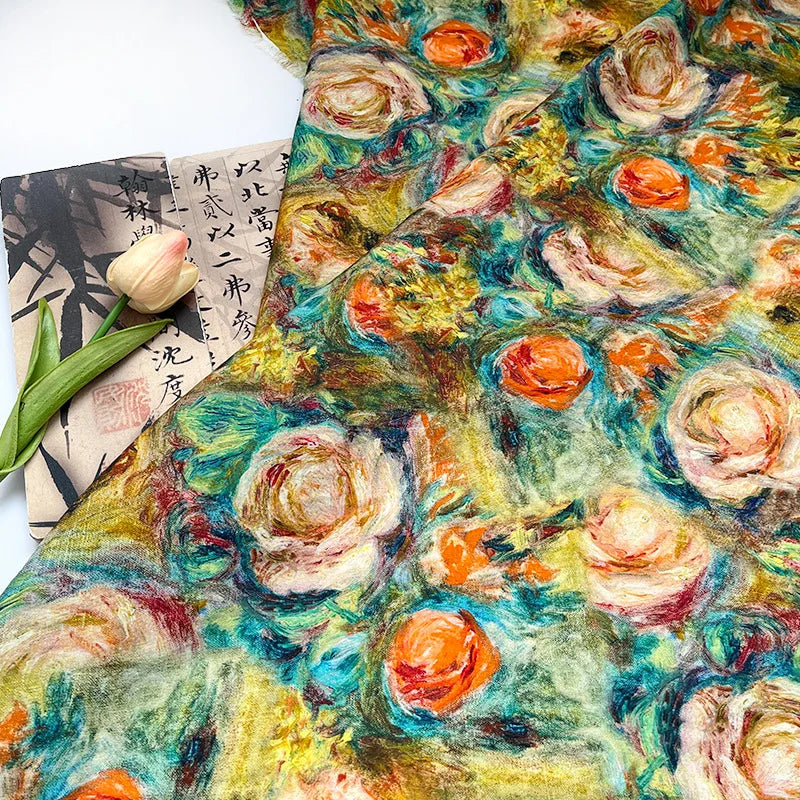 Mona Oil Painting Style Woven Jacquard Fabric