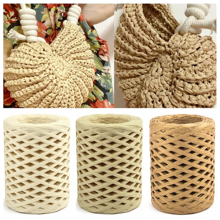 100 Meter / Natural Raffia Straw Yarn