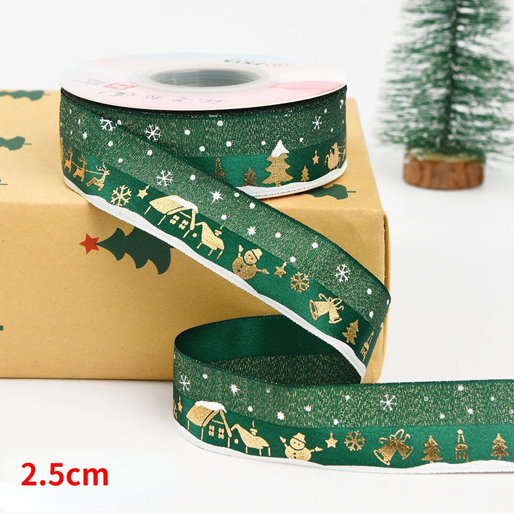 5 Yards / Polyester Printed Christmas Decoration Ribbon