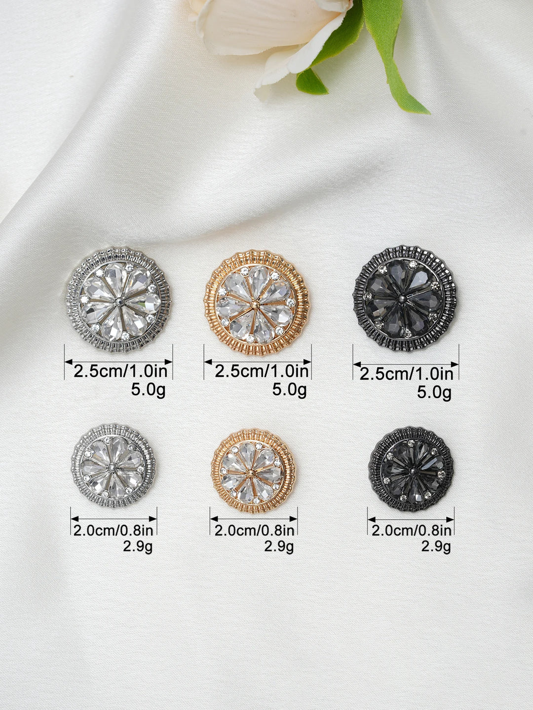 4 PC / Heim Rhinestone Buttons